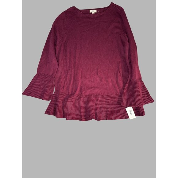 Style & Co Womens Plus Size 2X Ribbed Hem Knit Burgundy Sweater - Picture 1 of 16